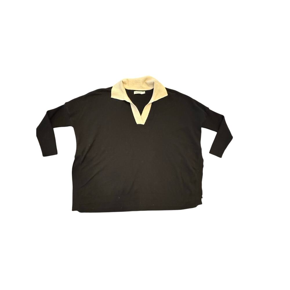 MERSEA Catalina V-Neck Sweater Black/Ivory one size Petite open boxy‎